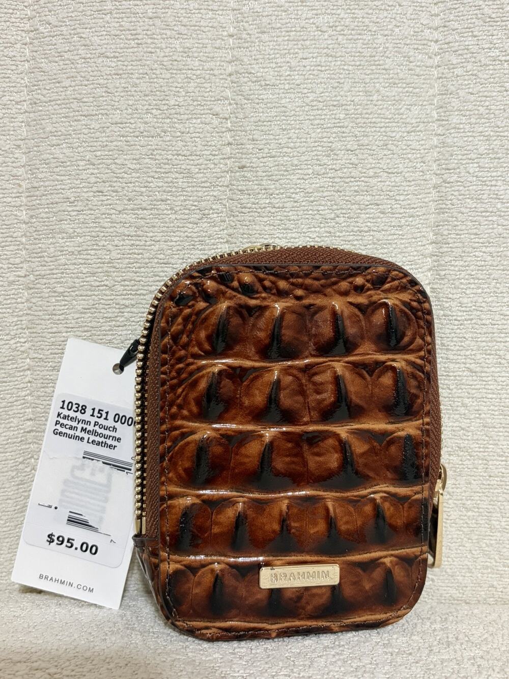 Brahmin Katelynn Brown Pecan Melbourne Leather Pouch Coin Purse